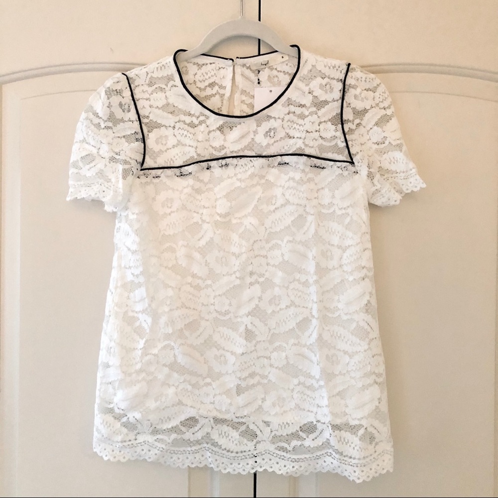 Eva Lace Overlay Short Sleeve Top